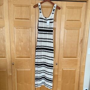 Striped Black and Ivory Crochet Cover Up